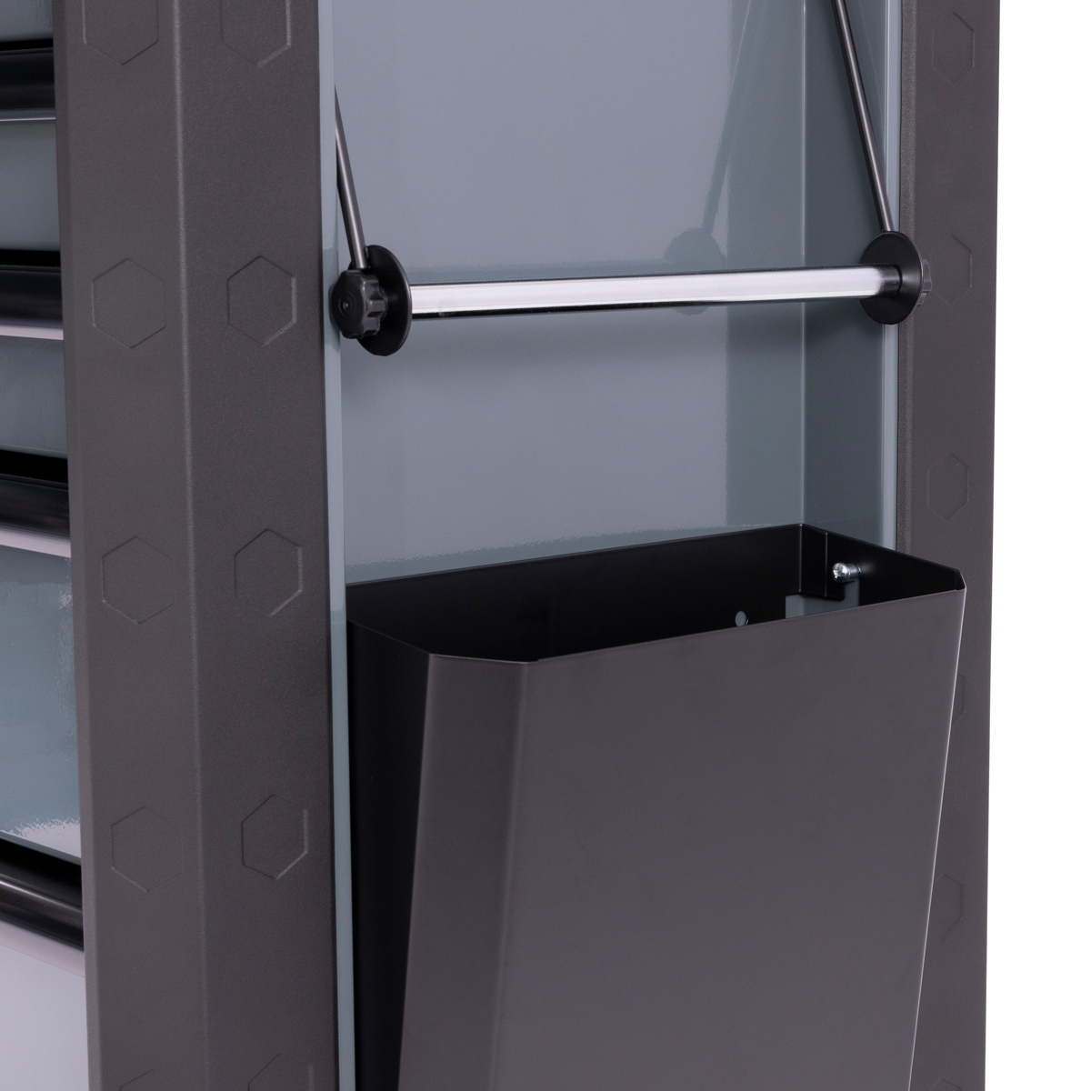 SGS 38in Tool Trolley Cart with Lid | 6 Drawers | Paper Towel Holder | Side Trays | Grey